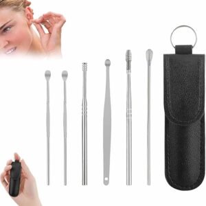 6Pcs/set Ear Cleaner Wax Pickers Earpick Wax Remover Stainless Steel Piercing Kit Earwax Curette Spoon (random color)