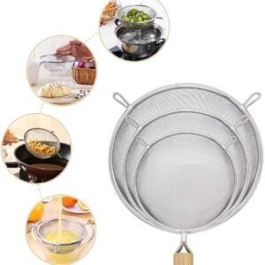 Strainer Stainless Steel Colander Sieve with Wooden Handle