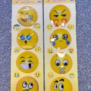 SMILY STICKERS DIFFERENT EMOJIS IN ONE PACKETS CUTE EMOJI SMILY STICKER FOR KIDS  USE FOR DECORATION OR HOME-DECOR (pack of 8 pcs )