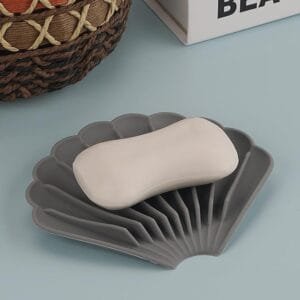 Silicone Soap Dishes Anti-slip Shell Shape Soap Storage Holder Soapbox Plate Tray Bathroom Supplies (random color)
