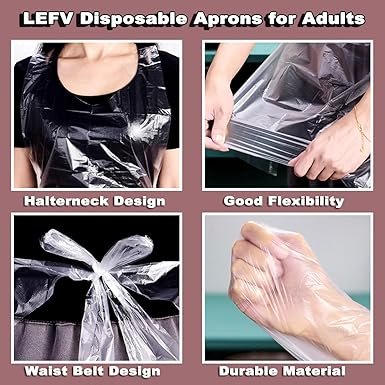 Pack Of 10 Disposable Aprons Clear Plastic Housework Approne Waterproof Gowns | disposable aprons for unisex - Image 9