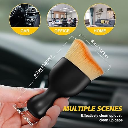 Car Cleaning Brush | Car Detailing Brush with Hole Top of Handle | Soft Hair Brush For cleaning of Small and Tiny Places (Black colour) - Image 7