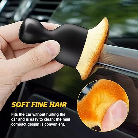 Car Cleaning Brush | Car Detailing Brush with Hole Top of Handle | Soft Hair Brush For cleaning of Small and Tiny Places (Black colour) - Image 4