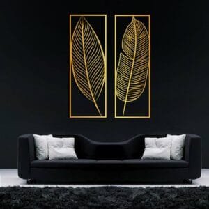 Leafs  wall decoration sticker  16×10 inch covered area  Acrylic mirror material  Golden color