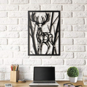 Deer art Wall hanging decorations  MDF wood material  Black color