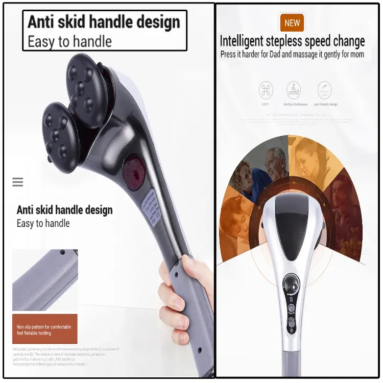 Double Head Full Body Massager Machine Variable Speed Far Infrared | Electric Facial Deep Tissue Fitness Massage Stick – Head Neck Waist Leg Muscles Pain Relief Massage Hammer – Handheld Deep Tissue massager - Image 6