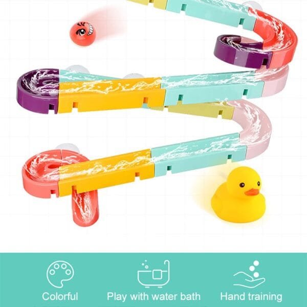 Bath Time Ball Track Water Play 24 pieces | Kids Bath Toys Wall Suction Cup Marble Race Run Track Bathroom Bathtub Baby Play Water Games Toy Kit for Boys Girls - Image 8