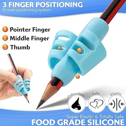 Children Pencil Holder Tools Silicone Two Finger Ergonomic Posture Correction Tools Pencil Grip Writing Aid Grip(random color) - Image 4