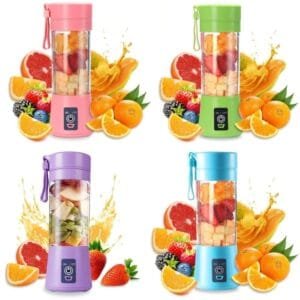 Portable Mini Electric 6 Blade Juicer USB Charging Smoothie Milkshake Maker Automatic Fresh Squeezer Fruit Orange Lemon Kitchen Blender (Random Colors)