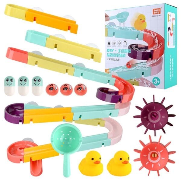 Bath Time Ball Track Water Play 24 pieces | Kids Bath Toys Wall Suction Cup Marble Race Run Track Bathroom Bathtub Baby Play Water Games Toy Kit for Boys Girls - Image 11