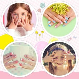 Fake Nails Multi colors and design  With Glue Kids Fake Nails Children's Nails ( 12 set ,144 pcs )