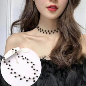 Zig Zag Black Choker With Earrings