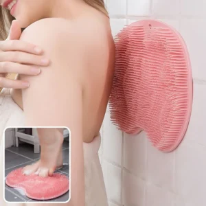 Body Wash Brush Shower Foot & Back Scrubber Mat, Wall Stick Suction Silicone Bathroom Scrubber (Random color)