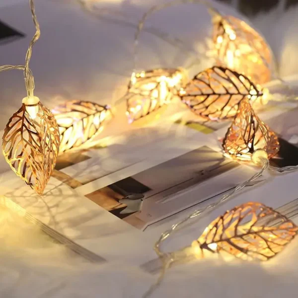 Garland Light String Battery Power Leaves Style Christmas Valentine's Day Living Room Garden LED String Lights Decor |  Single string with (14 led's.) - Image 3