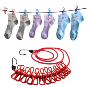Clip&hang portable clothesline- Elastic, Windproof   Eco-Friendly for Travel  Home Use (random color)