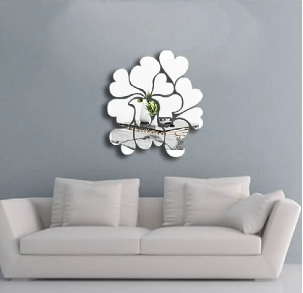 classic heart shaped Design Acrylic mirror wall stickers ( 15 inch size) - Image 2