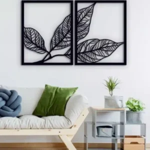 2 Frames Set Leaf Wooden Wall Decoration