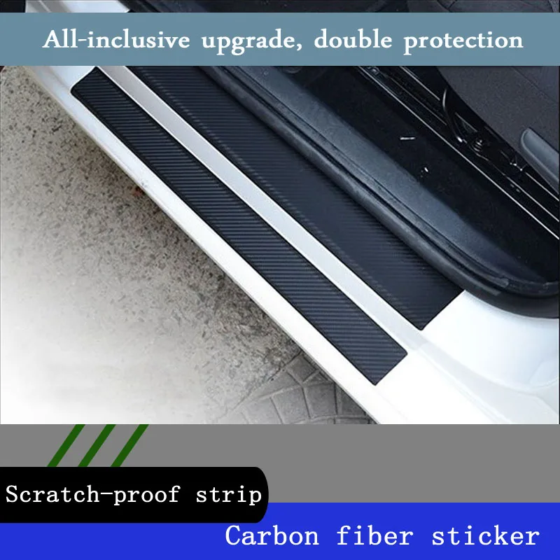 4 PCS Car Door Sill Protector Universal 3D Carbon Fiber Scuff Protective Door Sill Cover Panel Sticker, Car Stickers, Stickers for Car - Image 3
