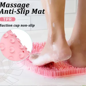 Body Wash Brush Shower Foot & Back Scrubber Mat, Wall Stick Suction Silicone Bathroom Scrubber (Random color)