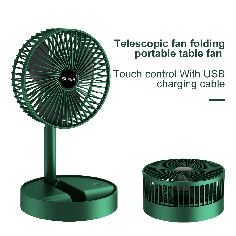 Telescopic FoldinG Fan USB Re Chargeable | Rechargeable Fan Mini Foldable Telescopic Fan / Usb Foldable | Table Desk Fan | Telescopic Design Floor | 3 Speeds Rechargeable, Foldable, Adjustable Height Fan (Random color) - Image 5