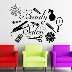 Beauty salon  Wall stickers. Wooden material.