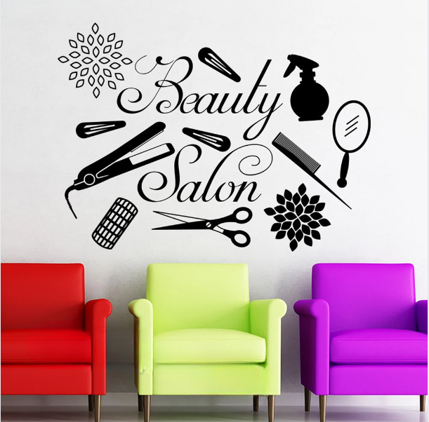 Beauty salon Wall stickers. Wooden material.
