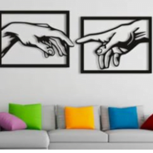 2 pec set Friend art Wall hanging decorations MDF wood material  Black color