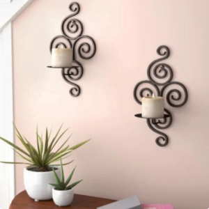 2 pec set Candle stand  MDF material Black color