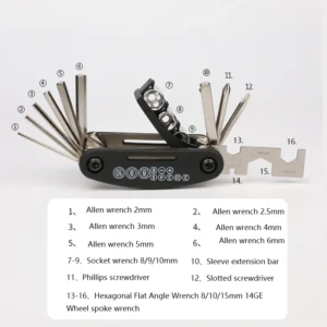 Multifunctional Combined Type Cross-Shaped Hexagon Socket Wrench 16 in 1 MTB Bicycle Repair Tool