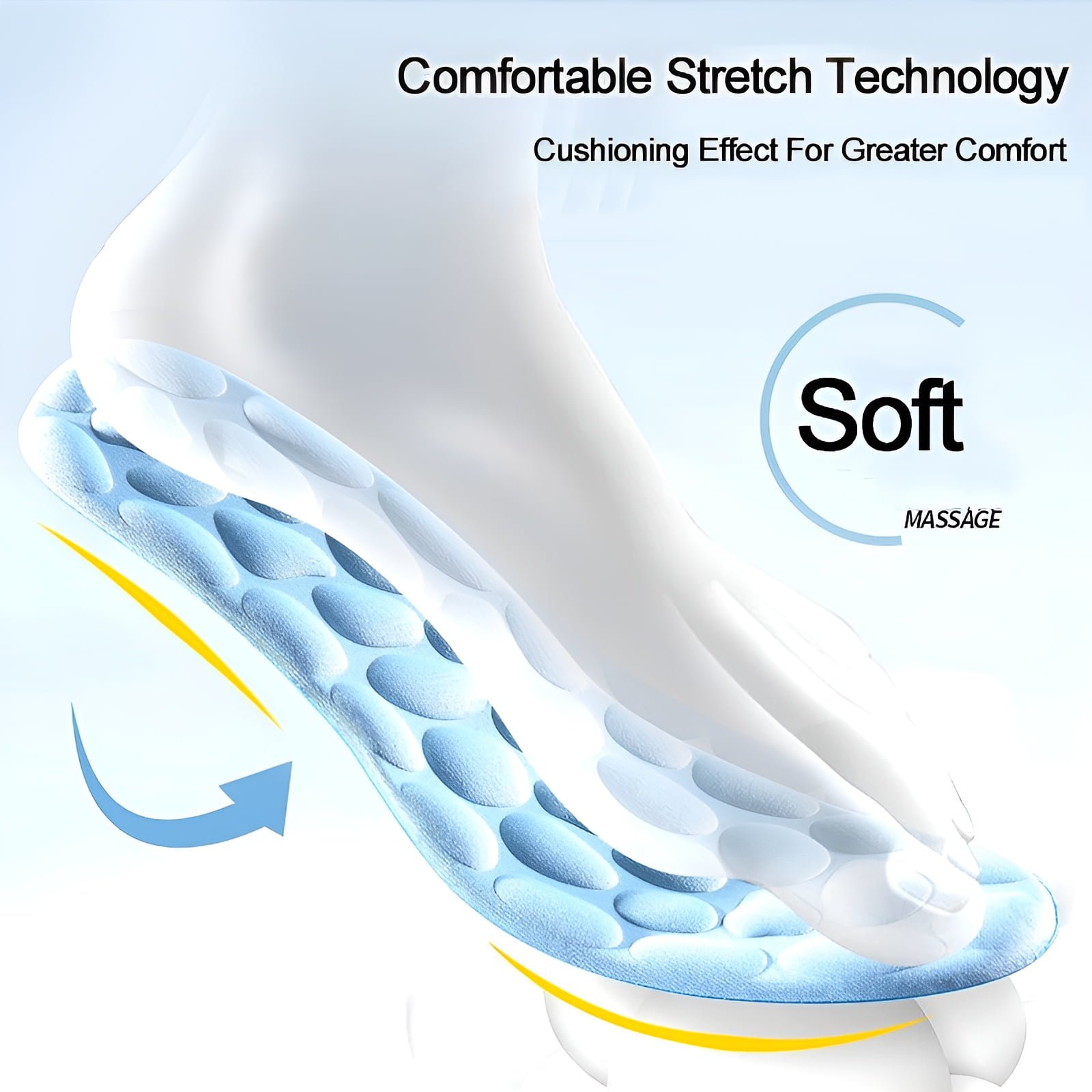 1Pair of Memory Foam Insoles For Pebbles Sole Breathable Cushion Sport Running Insoles For Feet Orthopedic Insoles | For Shoes Women Men Flat Feet Arch Support - Image 5