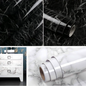 Self Adhesive Black and white marble sheets | Sheet for Kitchen / Waterproof Anti Oil & Heat Resistant Wallpaper Sheet