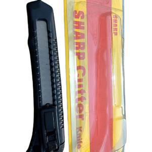 Sharp Cutter knife to cut cartons, tape, plastic, cardboard, photos, coupons, card-stock, mat board, foam board, fabrics, crafts, or post office packages.