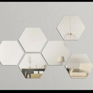 Pack Of 6 Golden Hexagon Shape Acrylic Mirror Wall Stickers