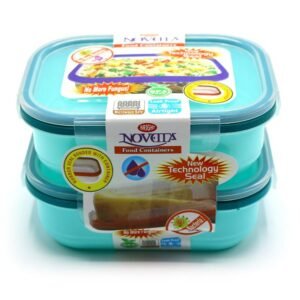 Novetta Box Large - Pack of 2 Pcs - Premium Multipurpose Oven Safe Airtight BPA Free Food Storage Containers Set with Hinged Locking Snap Lids 800/1400ml Capacity Lunch Boxes (Pack of 2) (Random Color)