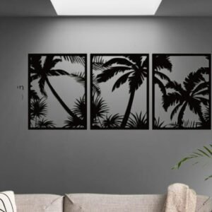 Wooden Palm Trees Wall Decoration (3pc Set)