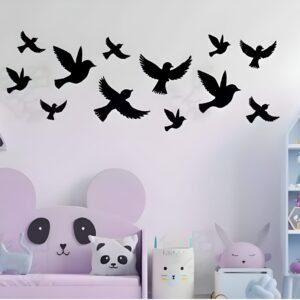 Wooden Birds Wall Stickers (12 Birds Set)