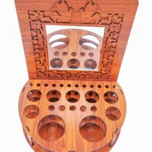 Wooden Makeup and Brushes Stand Cosmetic Organizer Brush Holder Mirror