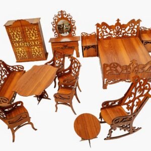 Toy bed and chair set, complete set for dolls, Play furniture set Large Size