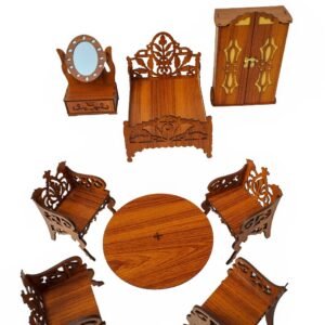 Toy Bed And Chair Set, Complete Set For Dolls, Play Furniture Set, Wooden Furniture Set Small Set