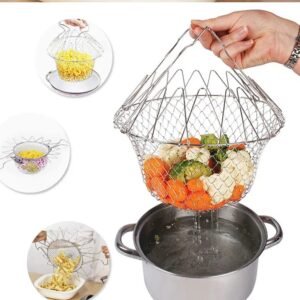Multi Functional Foldable Rinse Basket, Chef Basket Drainer, Magic Basket Mesh