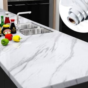 white Marble Sheet Marble Sheet for Kitchen - Anti Oil and Heat Resistant Wallpaper White Marble Sheet (2 Meter))