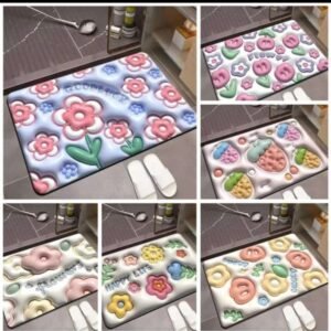 3D Visual Anti-Slip Absorbent Mat, Bath Mat Rug, Quick Dry Super Absorbent Non-Slip Thin Bathroom Rugs Fit Under Door Random color