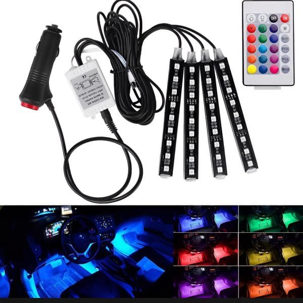 CAR ATMOSPHERE LIGHT REMOTE OPERATED 36 LED 3 strips - Image 2
