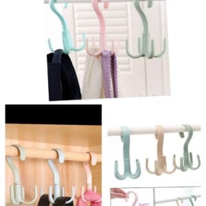 1/4Pcs Rotatable Hook Wardrobe Bag Rack Organizer Holder for Closet Scarf Belt Shoes Hanging Storage Hooks(random color)