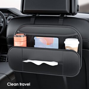 1pcs Leather Car Backseat Organizer With Tissue Bag Holder Car Back Seat Hanging Storage Bag Rear Row Water Cup Phone Pockets Travel | only 1 piece.