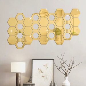New design hexagon  Wall acrylic mirror decoration ( Pack of 24)