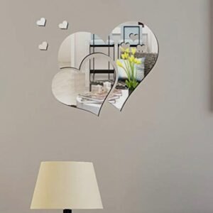 Heart shaped Acrylic mirror wall stickers 15 inch size