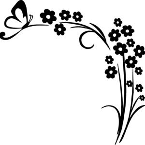 Flowers With Butterfly Corner Ornament Wall Sticker Wood material