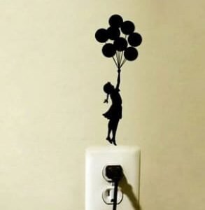 UNIQUE CUTE BABY PLAYING WITH BALLOONS SWITCH STICKER  Wooden material