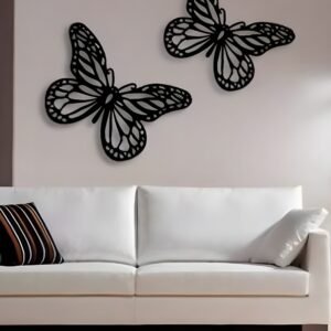 Butterfly wall decoration Wooden material  2pc set